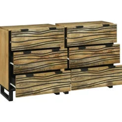 vidaXL Byråer>Skänksats 2 pcs Naturfärg 60 x 33,5 x 75 cm Massivt mangoträ