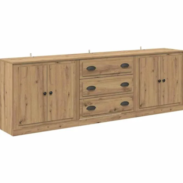 vidaXL Sideboards>Skåp 3 pcs Gammalt trä 70 x 35,5 x 67,5 cm Konstruerat trä