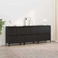 vidaXL Sideboards>Skåp 3 pcs Svart Ek 60 x 35 x 70 cm Konstruerat trä