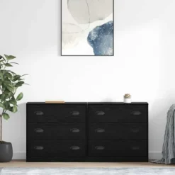 vidaXL Byråer>Skåp 2 pcs Svart Ek 70 x 35,5 x 67,5 cm Konstruerat trä