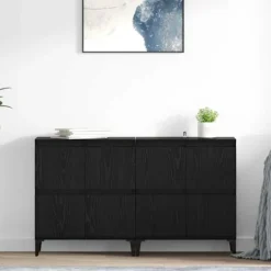 vidaXL Sideboards>Skåp 2 pcs Svart Ek 60 x 35 x 70 cm Konstruerat trä