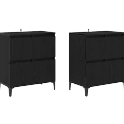 vidaXL Sideboards>Skåp 2 pcs Svart Ek 60 x 35 x 70 cm Konstruerat trä