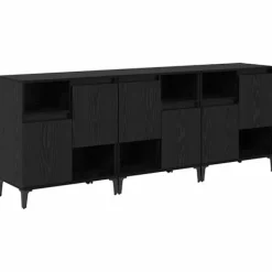 vidaXL Sideboards>Skåp 3 pcs Svart Ek 60 x 35 x 70 cm Konstruerat trä