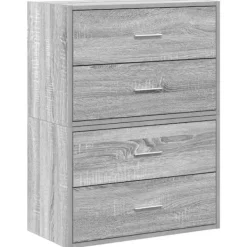 vidaXL Byråer>Skåp med 2 lådor 2 st grå sonoma 60x31x40 cm konstruerat trä