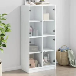 vidaXL Skåp>Skåp med dörrar vit 68x37x142 cm konstruerat trä