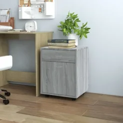 vidaXL Kontorsmöbler>Skåp med hjul grå sonoma 45x38x54 cm konstruerat trä