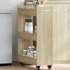 vidaXL Köksö>Skåp med hjul sonoma-ek 60x22x79 cm konstruerat trä