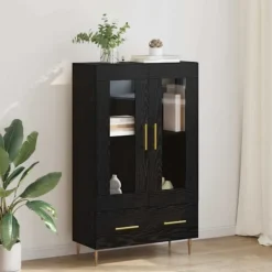 vidaXL Skåp>Skåp Svart Ek 69,5 x 31 x 115 cm Konstruerat trä och glas