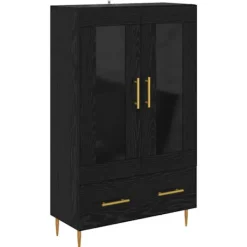 vidaXL Skåp>Skåp Svart Ek 69,5 x 31 x 115 cm Konstruerat trä och glas
