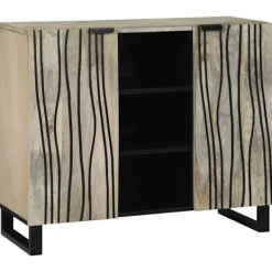 vidaXL Sideboards>Skåp Vit 90 x 33 x 75 cm massivt mangoträ