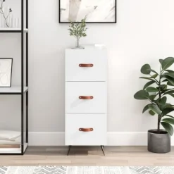 vidaXL Byråer>Skåp vit högglans 34,5x34x90 cm konstruerat trä