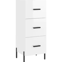 vidaXL Byråer>Skåp vit högglans 34,5x34x90 cm konstruerat trä