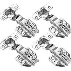 Skåp>Skåpsgångjärn, 100 graders mjukstängande full överliggande dörrgångjärn för ramlösa skåp, rostfritt stål förnicklad finish, 4-pack, Ch100-p4