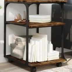 vidaXL Småbord>Skrivarställ 3 hyllor rökfärgad ek 43x48x64 cm konstruerat trä