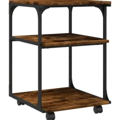 vidaXL Småbord>Skrivarställ 3 hyllor rökfärgad ek 43x48x64 cm konstruerat trä