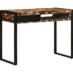 vidaXL Kontorsmöbler>Skrivbord flerfärgat 100x50x75 cm massivt trä återvunnet