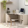 vidaXL Kontorsmöbler>Skrivbord L-format vit 120x140x75 cm konstruerat trä