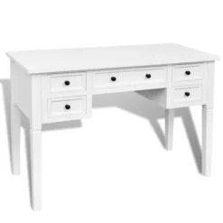 vidaXL Kontorsmöbler>Skrivbord med 5 lådor vit