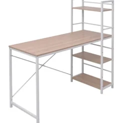 vidaXL Kontorsmöbler>Skrivbord med bokhylla 4 hyllor ek