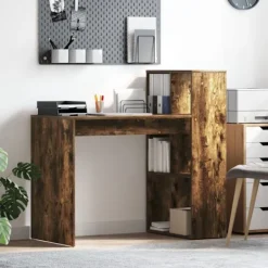 vidaXL Kontorsmöbler>Skrivbord med hylla Rökt ek 108 x 55 x 103.5 cm Konstruerat trä