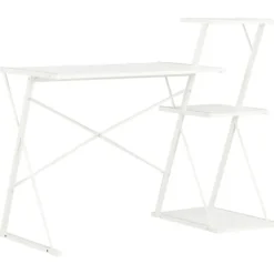 vidaXL Kontorsmöbler>Skrivbord med hylla vit 116x50x93 cm