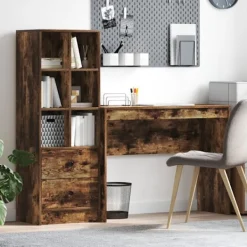 vidaXL Kontorsmöbler>Skrivbord med låda 2 pcs Rökt ek