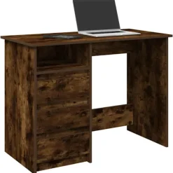 vidaXL Kontorsmöbler>Skrivbord rökfärgad ek 102x50x75 cm konstruerat trä
