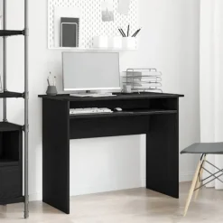 vidaXL Kontorsmöbler>Skrivbord svart ek 90x50x74 cm konstruerat trä
