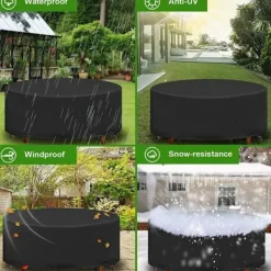 EURL Sittpuffar>Skyddande överdrag för runt trädgårdsbord 180 x 90 cm, vattentätt trädgårdsmöbelöverdrag