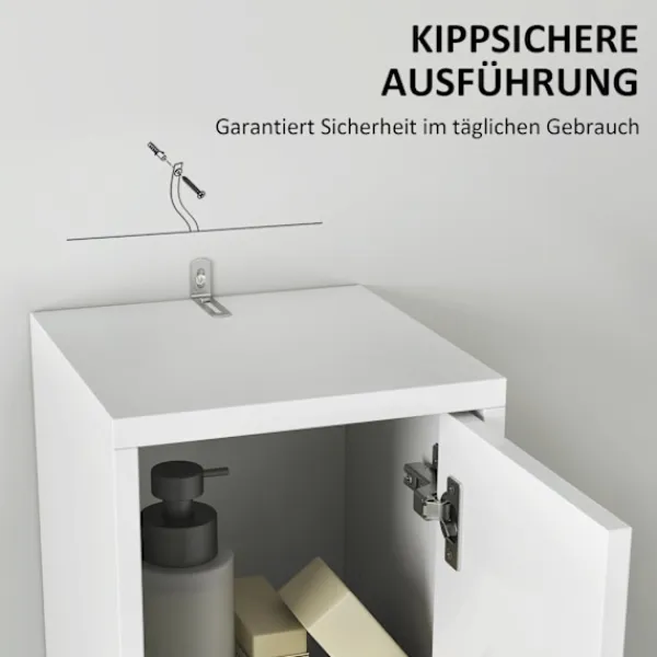 Northio Skåp>Smalt badrumsskåp, högt toalettskåp med låda, 3 öppna fack, justerbar hylla, badrumsskåp för små rum, badrum, vardagsrum 20 x 20 x 178 cm vit