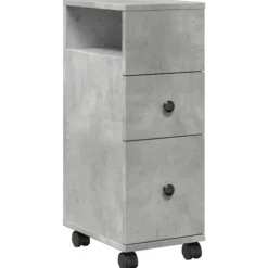 vidaXL Skåp>Smalt badrumsskåp med hjul betonggrå konstruerat trä