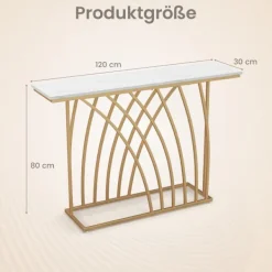 Northix Småbord>Smalt konsolbord, faux marmorskiva, guldmetallram