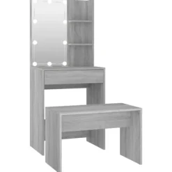 vidaXL Sminkbord>Sminkbord LED grå sonoma konstruerat trä