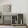 vidaXL Sminkbord>Sminkbord LED med skåp betonggrå konstruerat trä