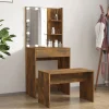 vidaXL Sminkbord>Sminkbord LED rökfärgad ek konstruerat trä