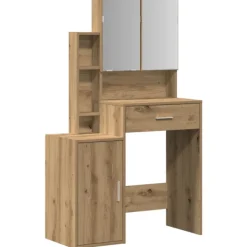 vidaXL Sminkbord>Sminkbord med låda artisan ek 80 x 35 x 132 cm Konstruerat trä