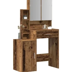 vidaXL Sminkbord>Sminkbord med låda Gammalt trä 80 x 35 x 132 cm Konstruerat trä