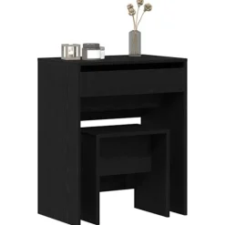 vidaXL Sminkbord>Sminkbord med låda Svart ek 60 x 40 x 75 cm Konstruerat trä