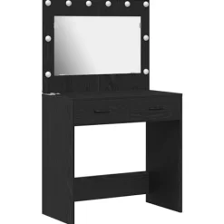 vidaXL Sminkbord>Sminkbord med låda Svart ek 78.5 x 41 x 135 cm Konstruerat trä