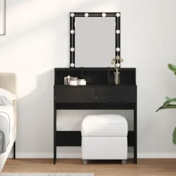 vidaXL Sminkbord>Sminkbord med låda Svart ek 80 x 41 x 144,5 cm Konstruerat trä