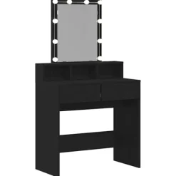 vidaXL Sminkbord>Sminkbord med låda Svart ek 80 x 41 x 144,5 cm Konstruerat trä