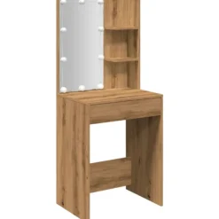 vidaXL Sminkbord>Sminkbord med LED artisan ek 60x40x140 cm