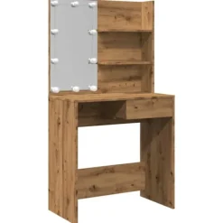 vidaXL Sminkbord>Sminkbord med LED Artisan Ek 74,5x40x141 cm