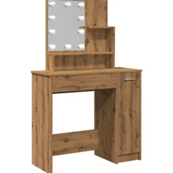 vidaXL Sminkbord>Sminkbord med LED artisan ek 86,5x35x136 cm