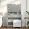 vidaXL Sminkbord>Sminkbord med LED betonggrå 80x41x134,5 cm