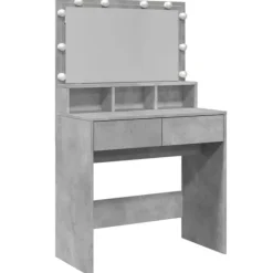 vidaXL Sminkbord>Sminkbord med LED betonggrå 80x41x134,5 cm
