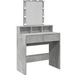 vidaXL Sminkbord>Sminkbord med LED betonggrå 80x41x144,5 cm
