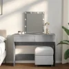 vidaXL Sminkbord>Sminkbord med LED betonggrå 100x40x130 cm