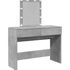vidaXL Sminkbord>Sminkbord med LED betonggrå 100x40x130 cm