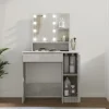 vidaXL Sminkbord>Sminkbord med LED betonggrå 86,5x35x136 cm